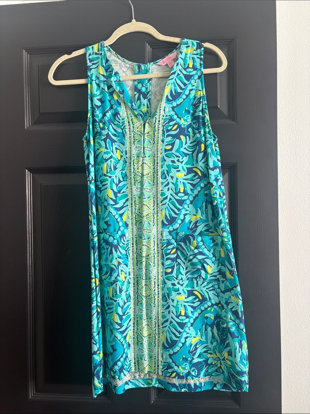 Lilly Pulitzer Turquoise & Teal Sleeveless Embroidered Shift Dress